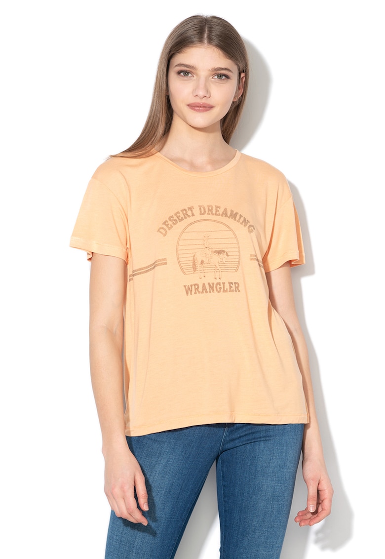 Oferte la Tricou cu imprimeu grafic - Portocaliu deschis