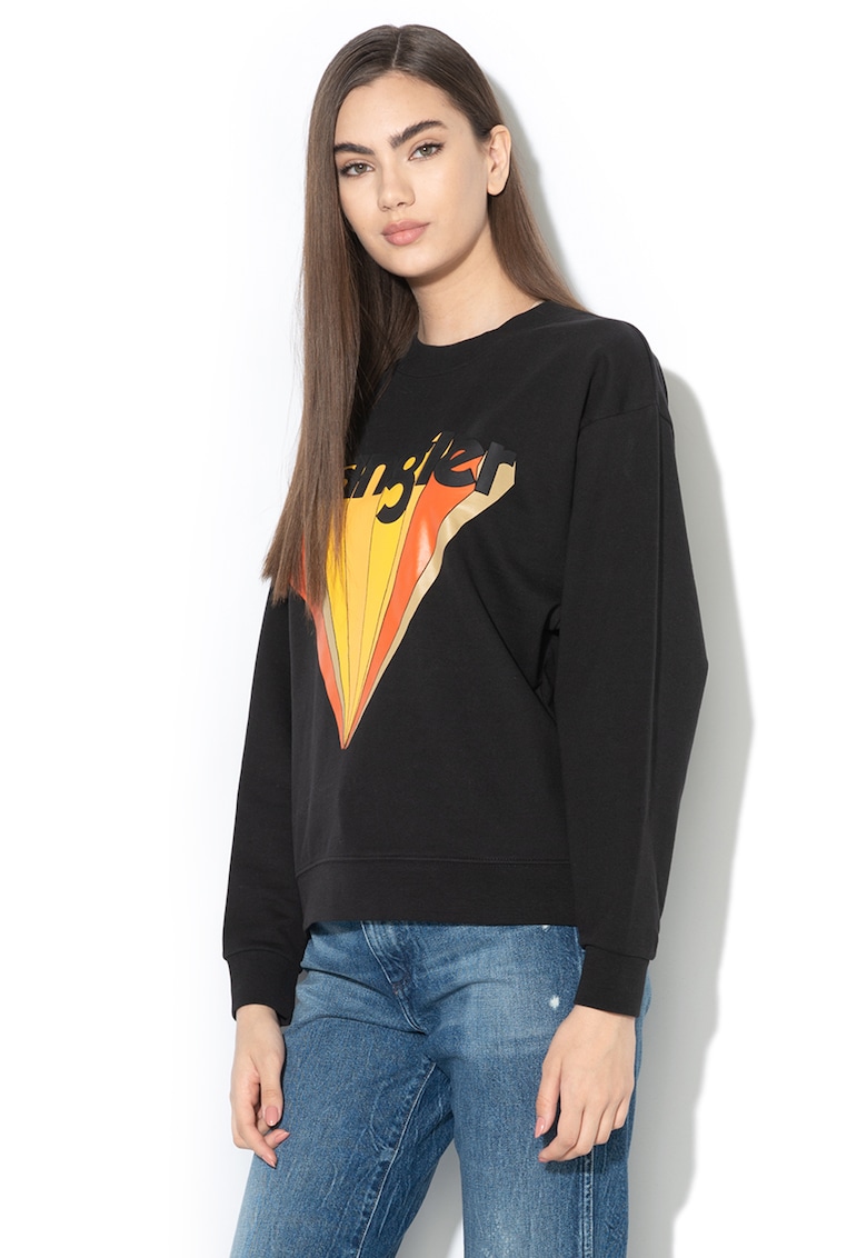 Oferte la Bluza sport cu imprimeu logo - Negru/Portocaliu
