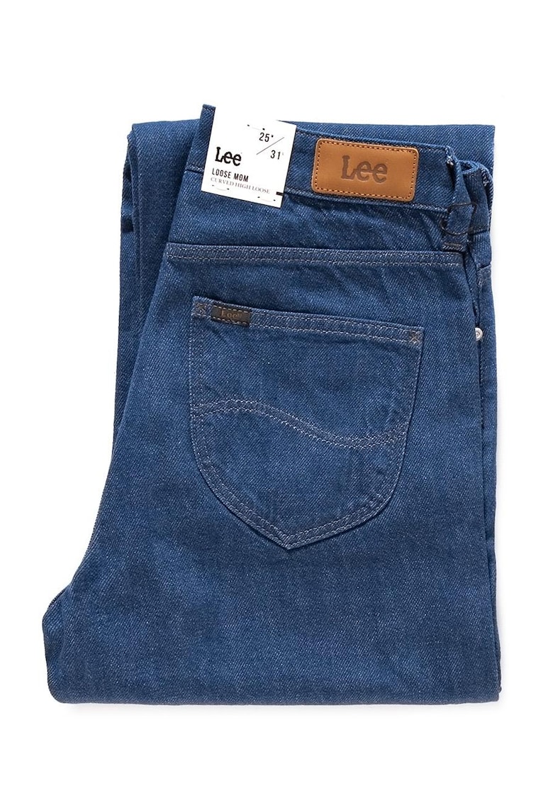 Oferte la Blugi Dama -  Loose Mom - W28-L33 US - Bumbac - Fermuar - Lung - 89 Buzunare 2 Mari 2 Medii Exterioare 1 Mic Interior - Talie Inalta - Albastru