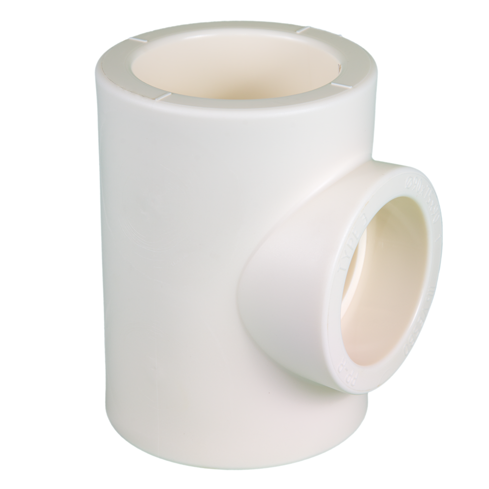 Teu redus PPR 90 mm Vesbo, 75 x 90 mm, filet interior, alb