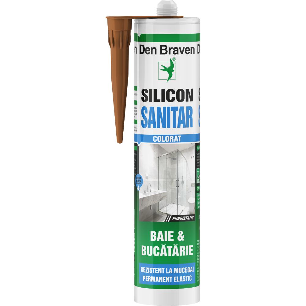 Silicon sanitar Den Braven, interior/exterior, maro, 280 ml