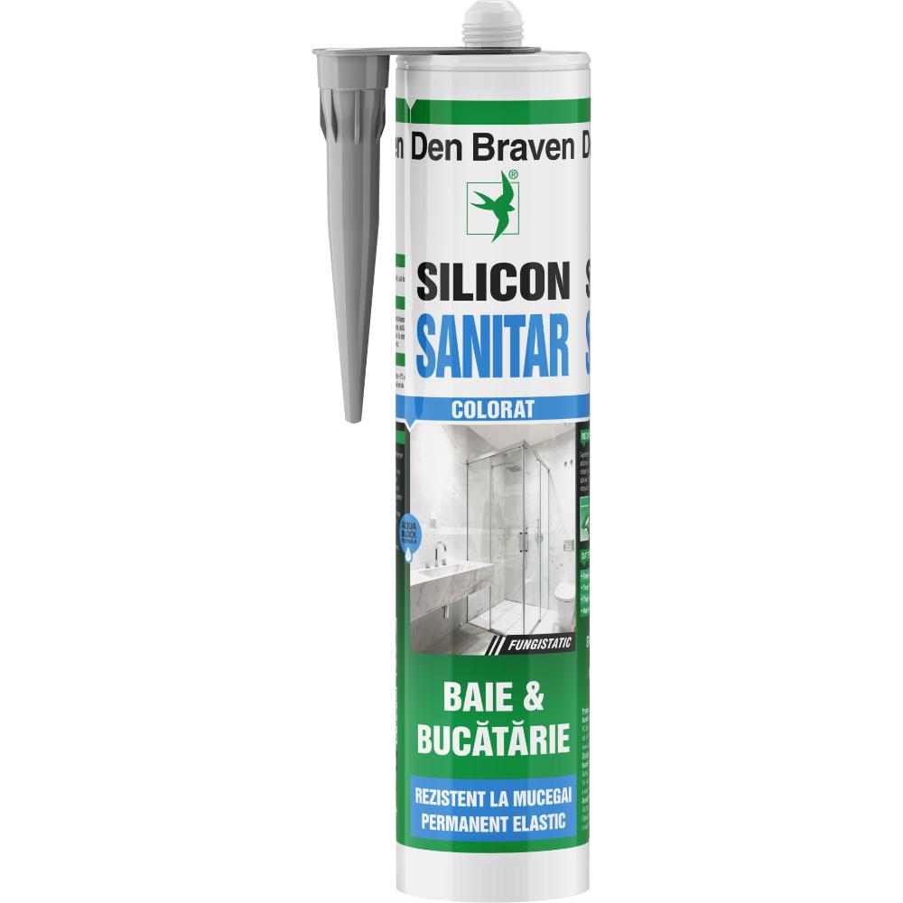 Silicon sanitar Den Braven, interior/exterior, gri, 280 ml