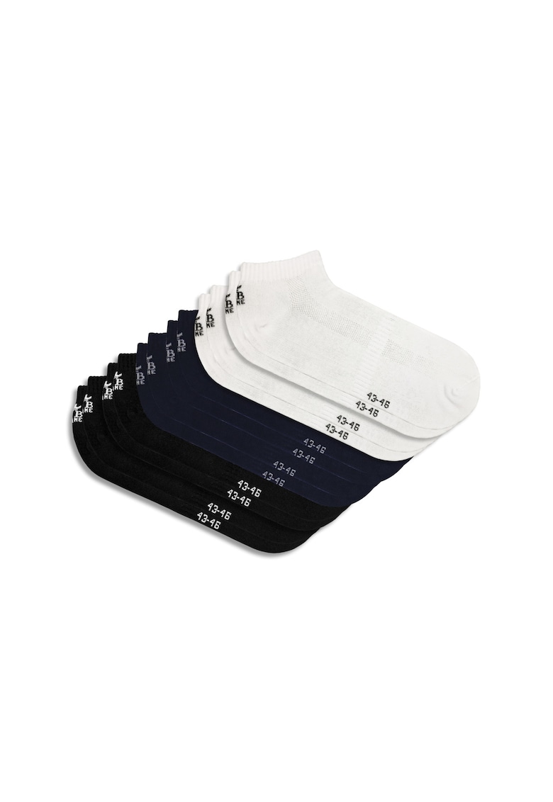 Oferte la Set 6 perechi - Sosete Scurte din Bumbac Pieptanat -  fara cusatura - respirabile si confortabile - Alb/Negru/Albastru