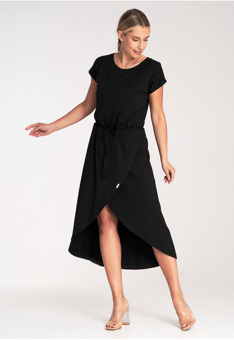 Oferte la Rochie midi asimetrica -  viscoza - negru