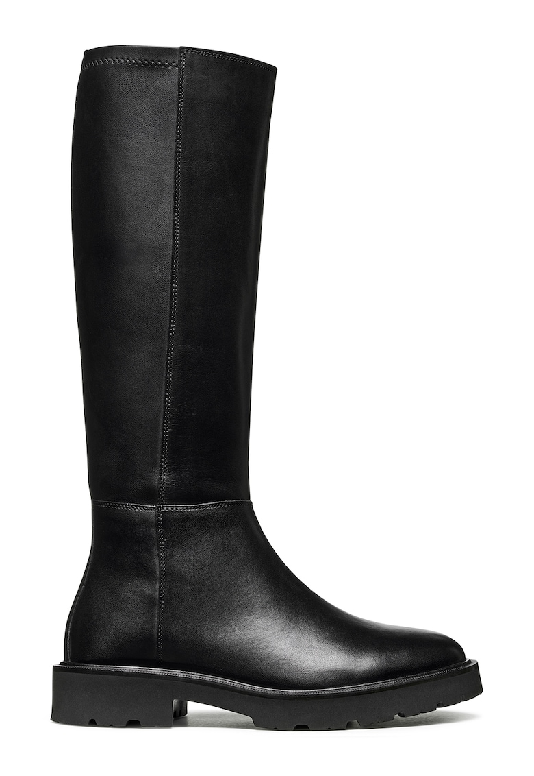 Oferte la Cizme de piele ecologica si piele - lungi pana la genunchi - Negru