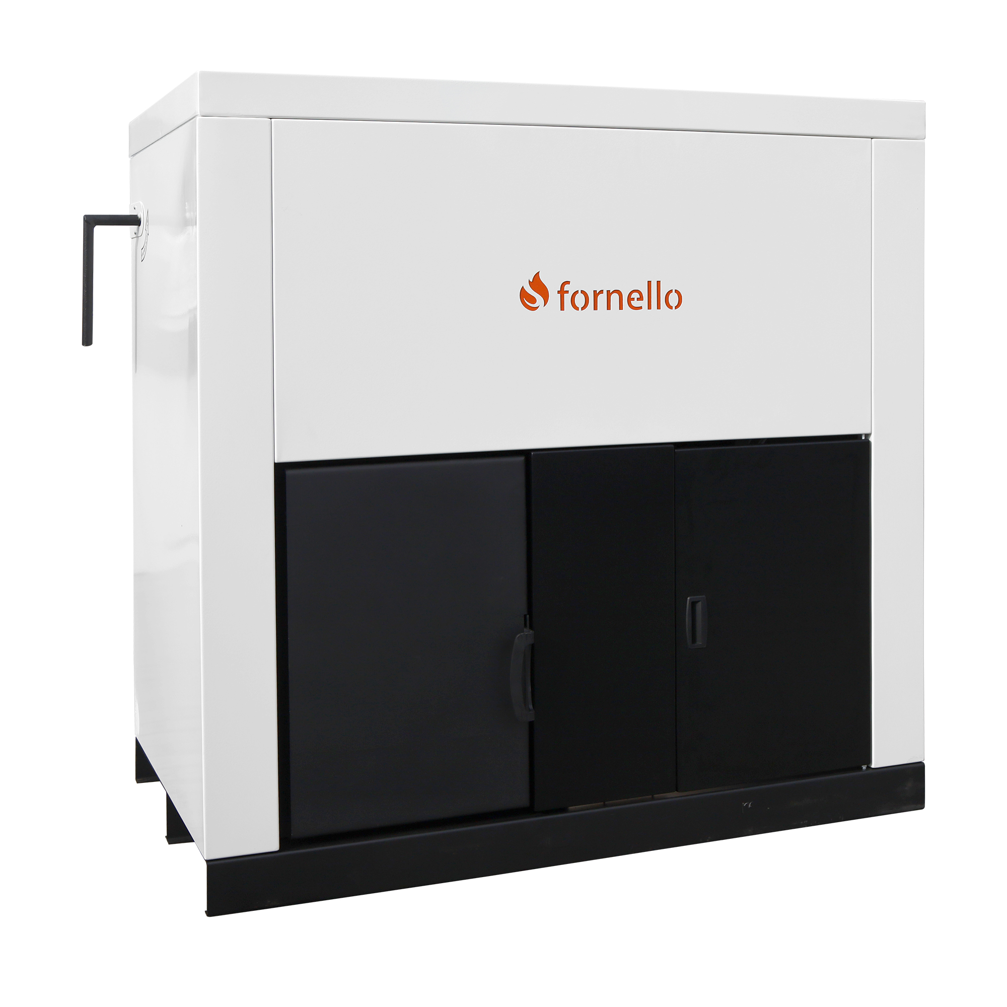 Centrala pe peleti Fornello Eco Energy 75 kW echipata cu automatizare afisaj digital arzator fonta curatare mecania a drumurilor de fum buncar peleti integrat 180 kg