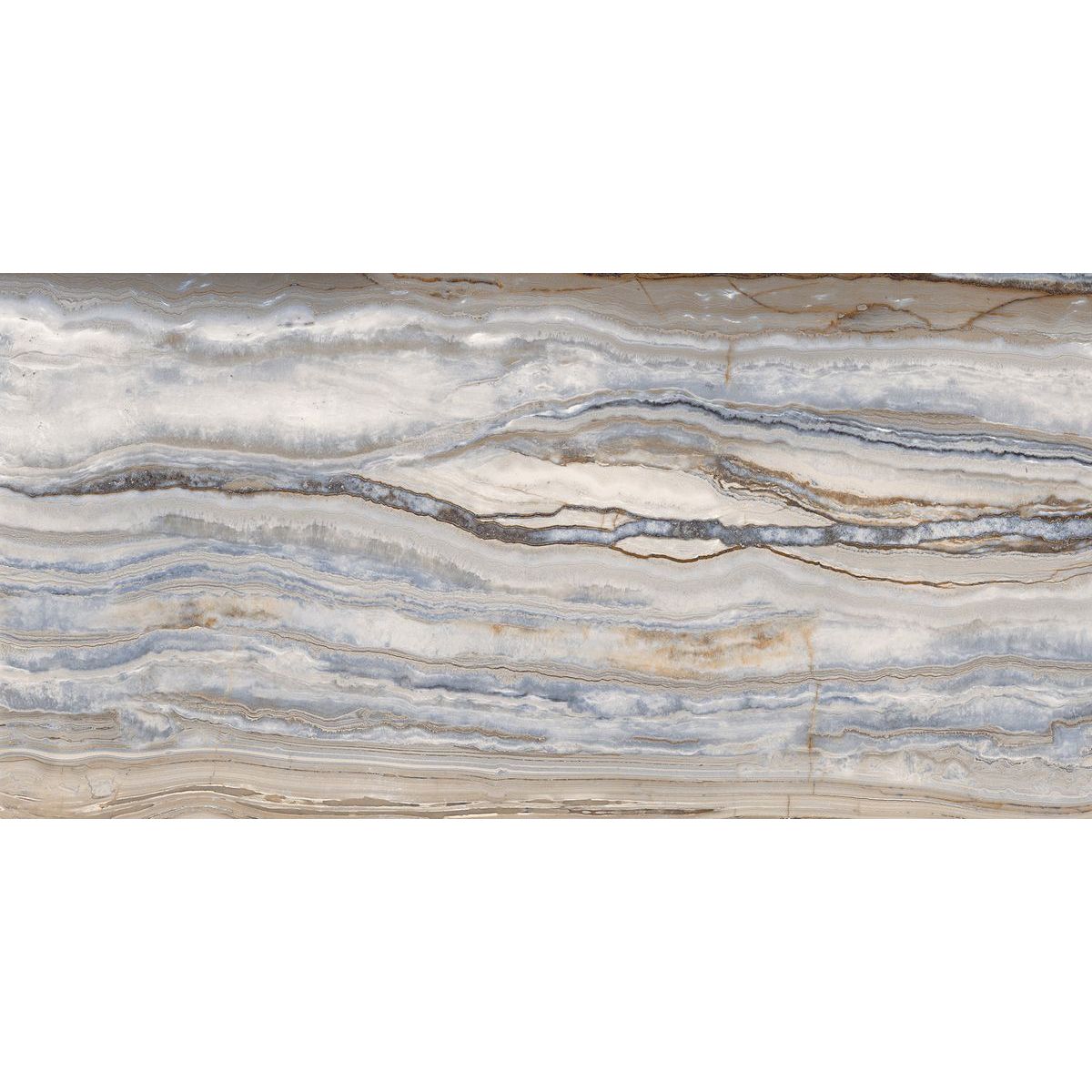 Gresie interior multicolor Wavy Blue, rectificata, glazurata, finisaj lucios, dreptunghiulara, 120 x 60 cm