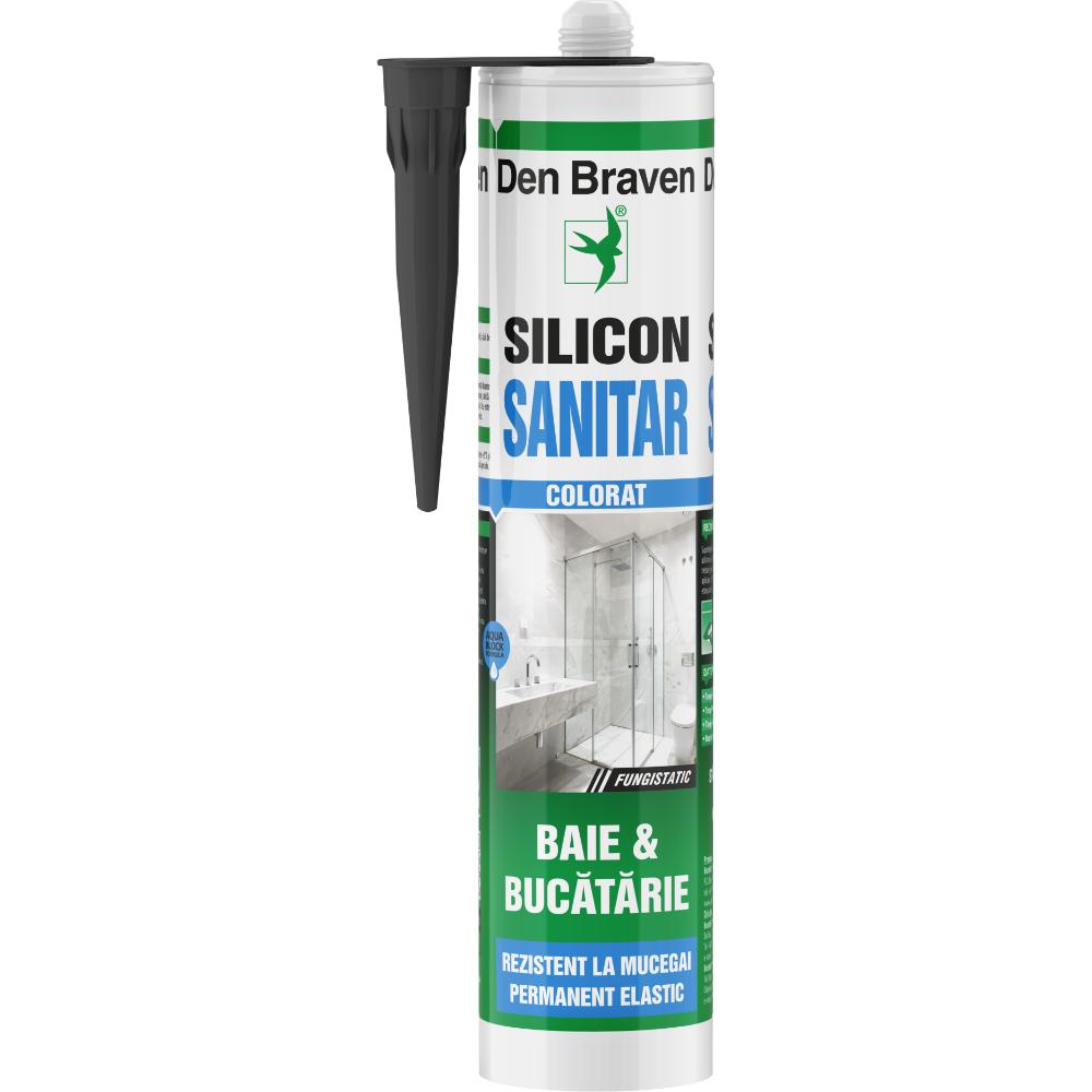 Silicon sanitar Den Braven, interior/exterior, negru, 280 ml