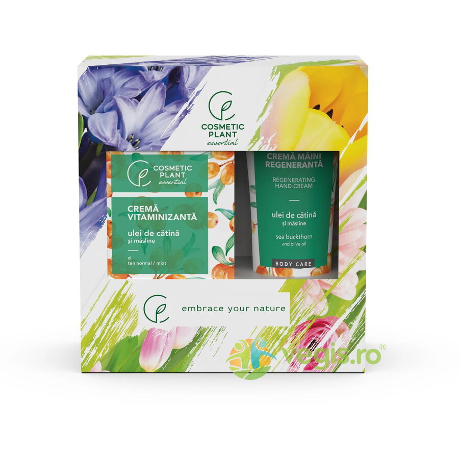 Set Essential cu Ulei de Catina si Masline (Crema Vitaminizanta de Zi 50ml + Crema de Maini Regeneranta 100ml)