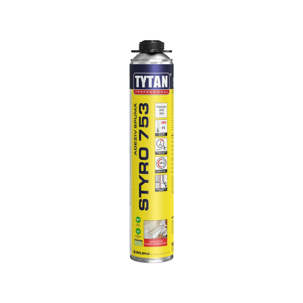 Adeziv spuma pentru polistiren, aplicare cu pistol, Tytan Styro 753, 750 ml