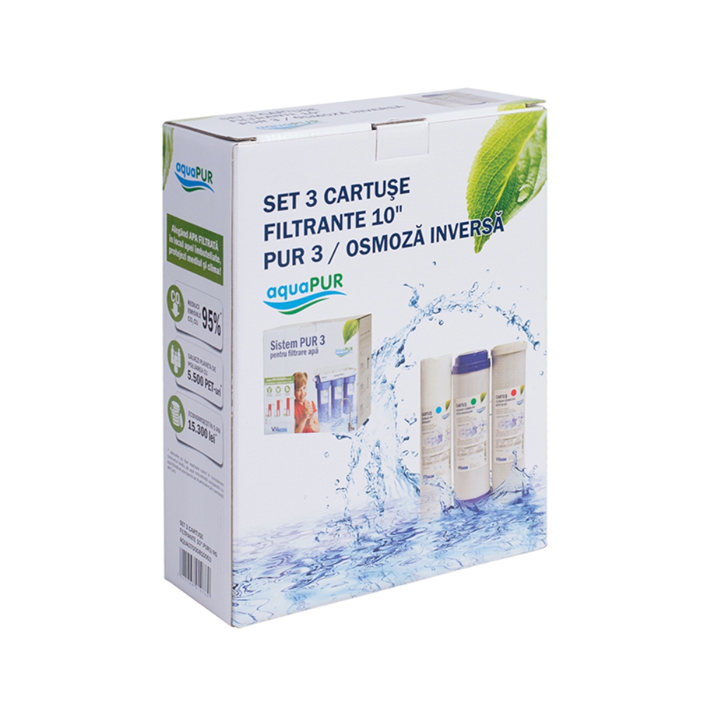 Set 3 cartuse filtrante 10 Aquapur Valrom pentru PUR3/osmoza inversa
