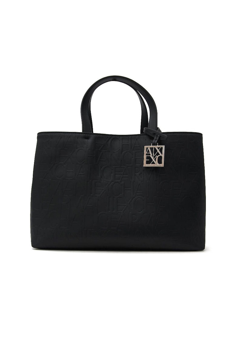 Geanta tote cu imprimeu logo - Negru