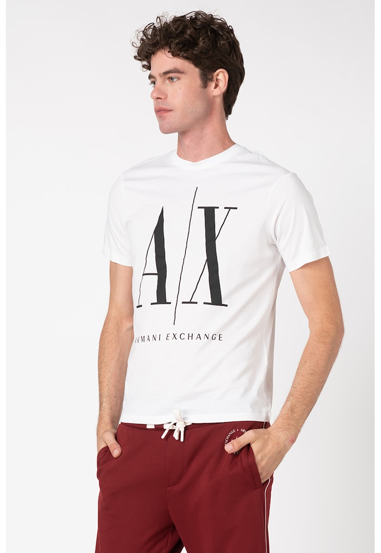 Tricou regular fit cu imprimeu logo supradimensionat - Negru/Alb optic