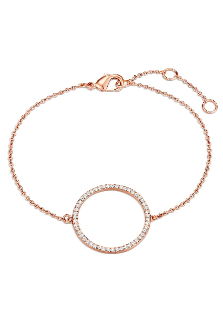 Bratara placata cu aur rose de 14K si decorata cu cristale europene - Auriu rose