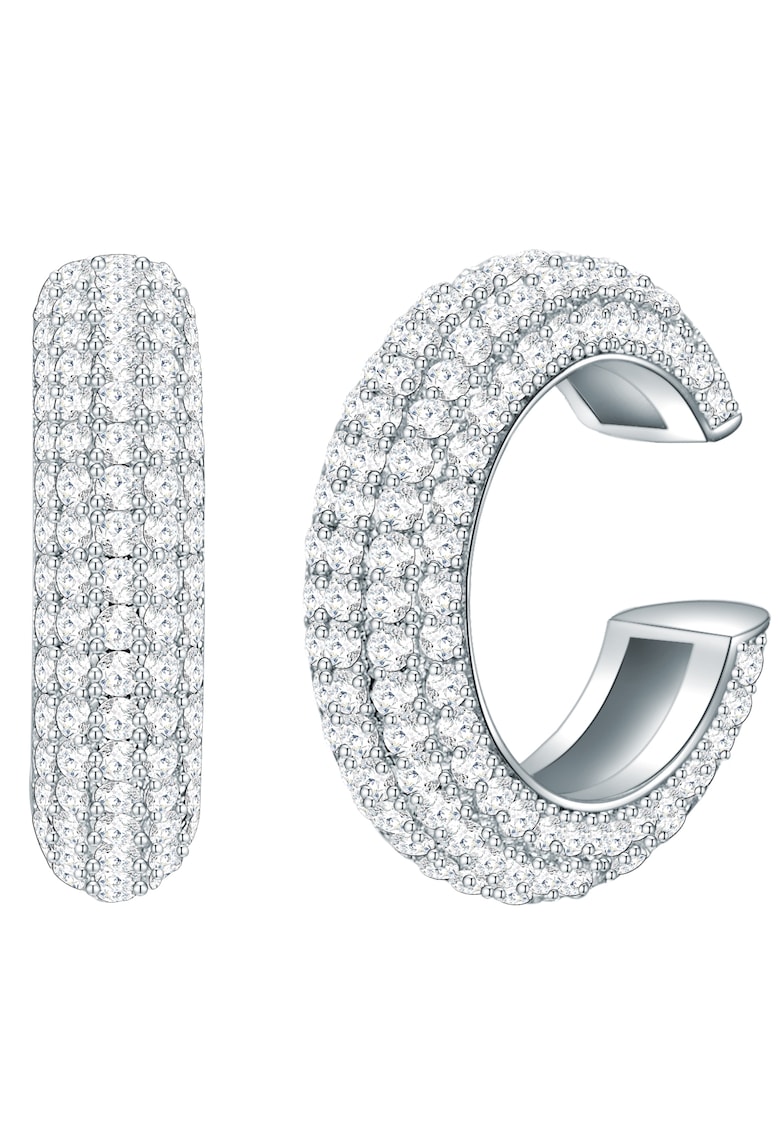 Cercei ear cuff decorati cu cristale zirconia - Argintiu