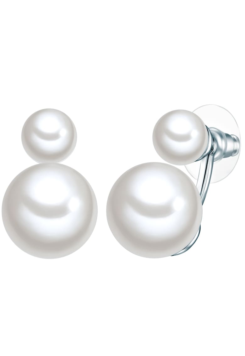 Cercei decorati cu perle 22553 - Alb