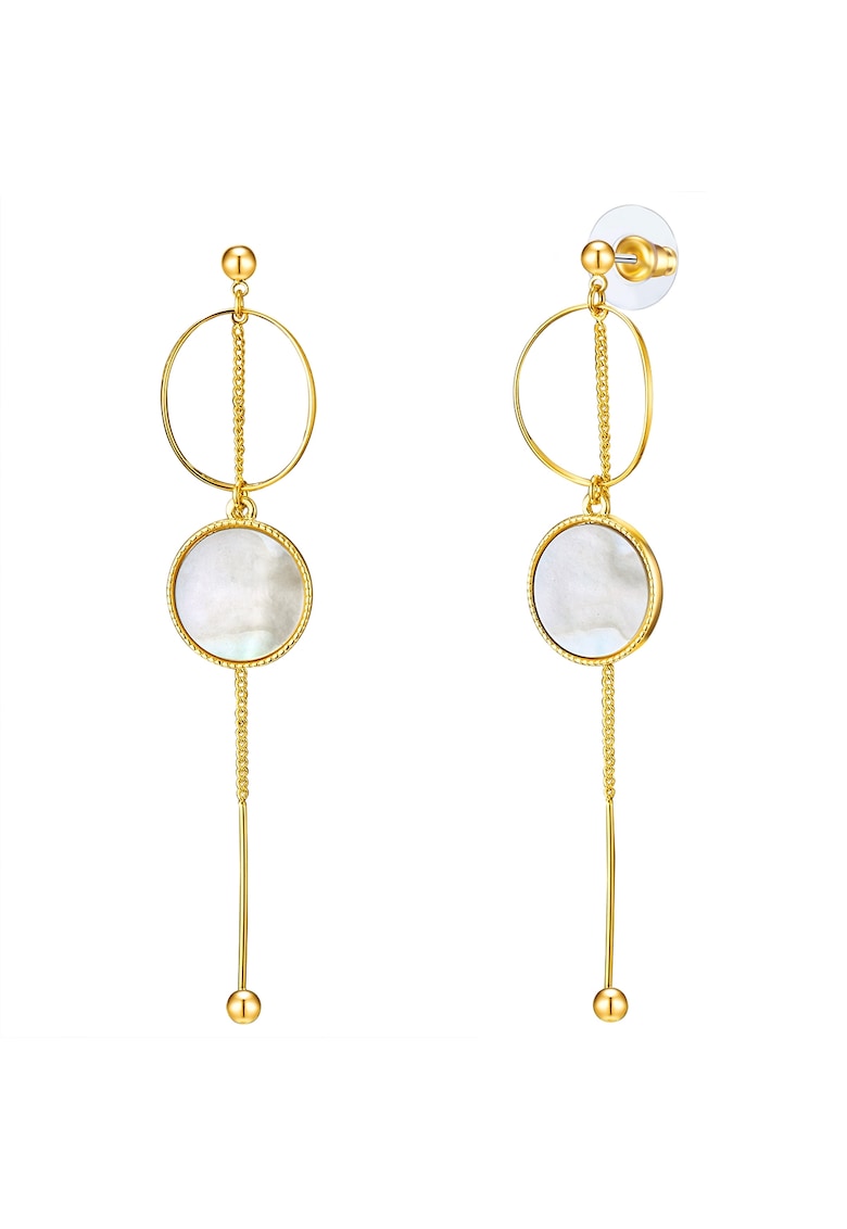 Cercei placati cu aur de 14K si decorati cu mother of pearl - Auriu