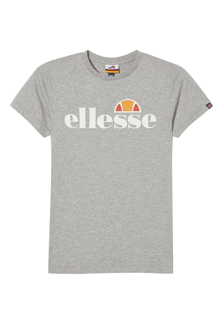 Tricou cu decolteu la baza gatului si logo - Alb/Gri