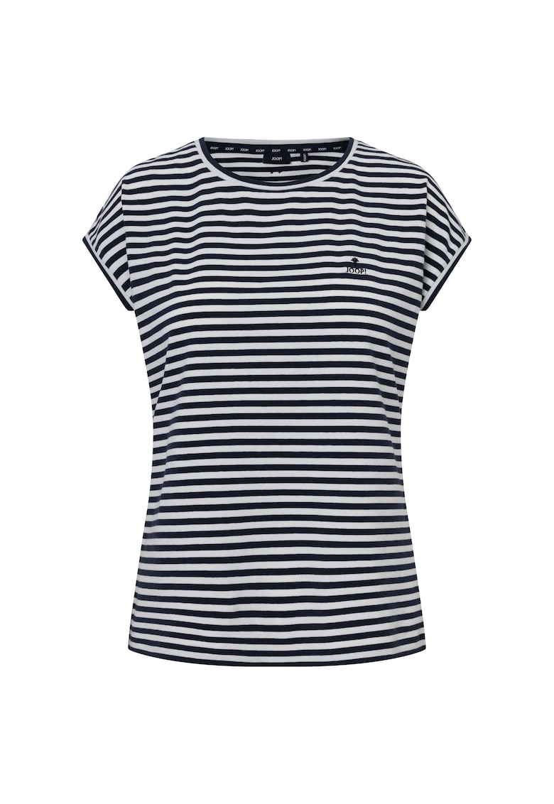 Tricou in dungi din amestec de bumbac - Alb/Albastru inchis