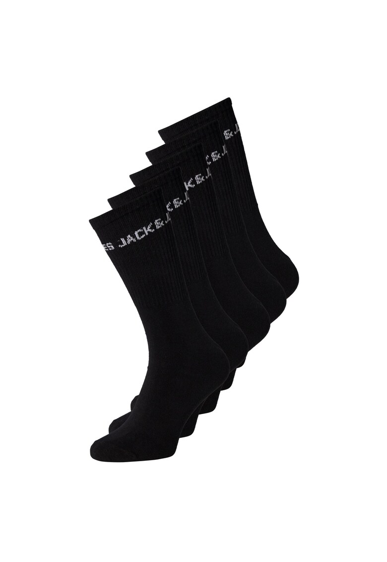Jack & Jone - Set de sosete lungi cu model logo - 5 perechi - Negru