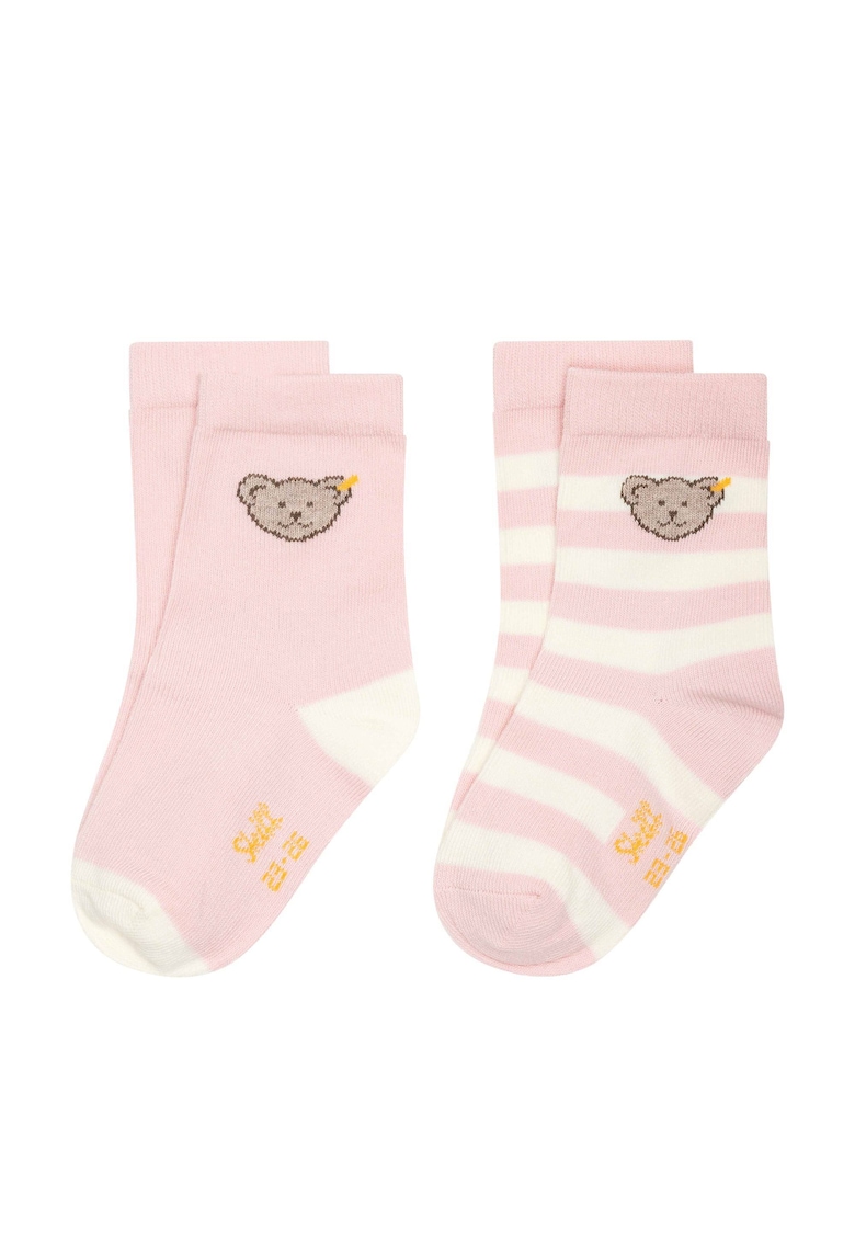Set de soosete scurte de bumbac organic - 2 perechi - Roz pal