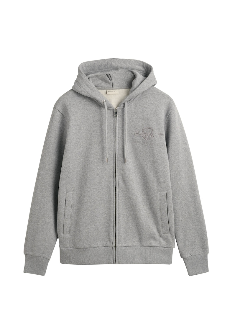 Hanorac regular fit cu fermoar - Gri deschis