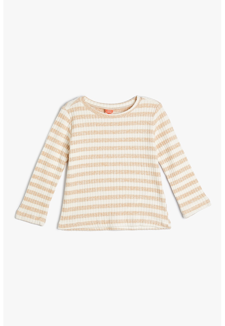 Bluza cu model cu striatii si dungi - Alb/Bej