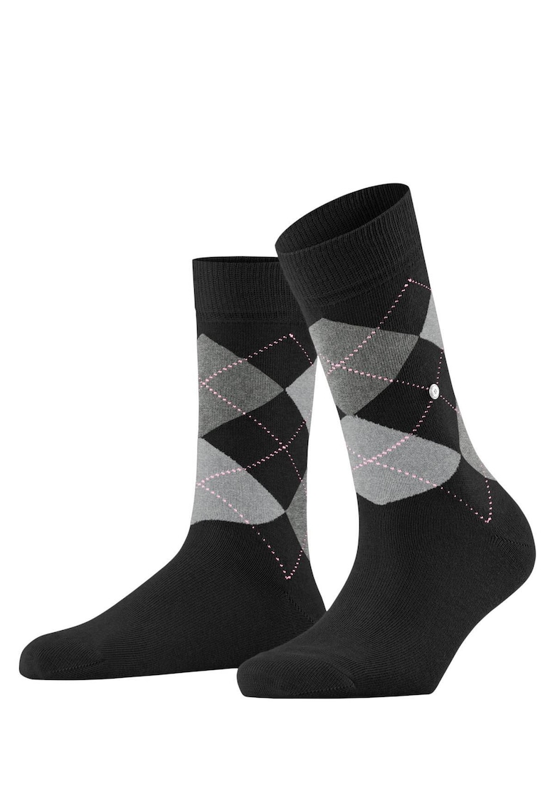 Sosete lungi cu model - Negru/Gri/Roz