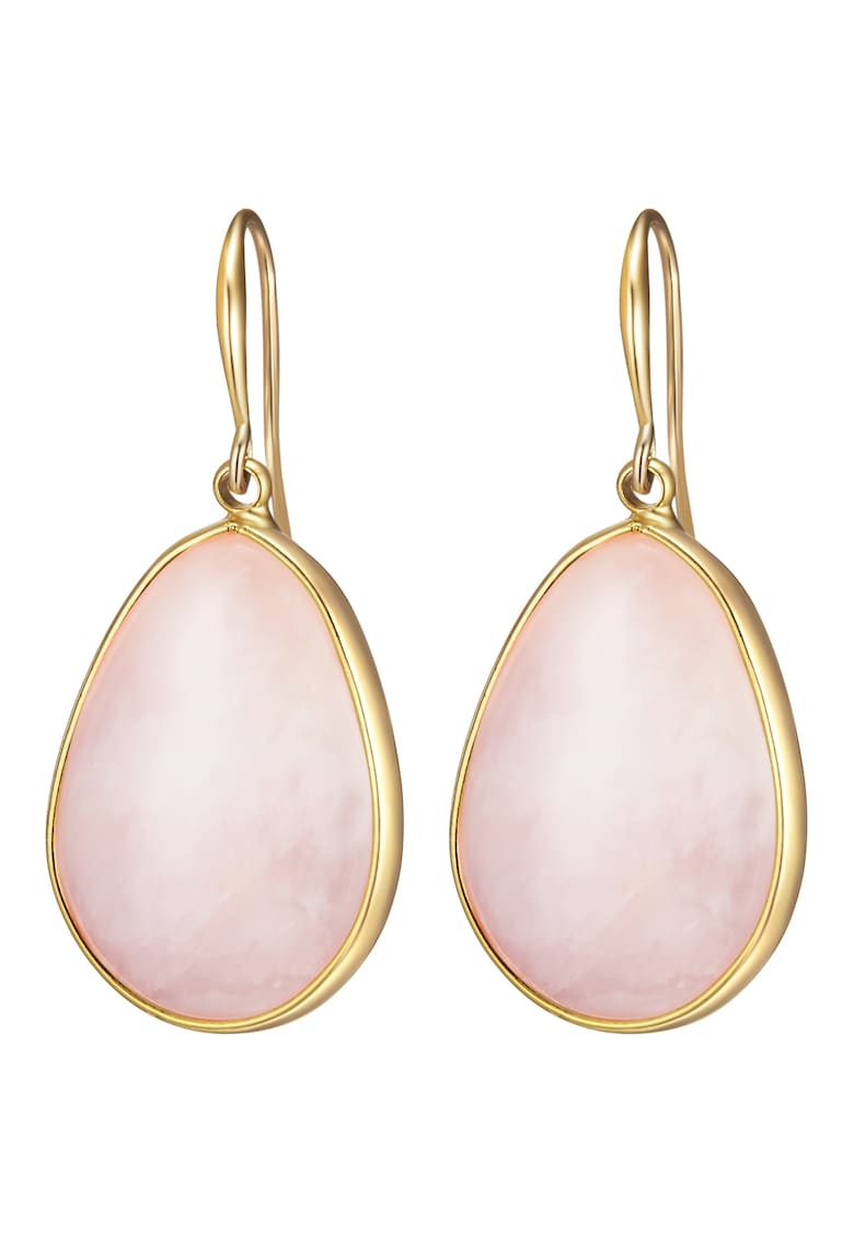 Cercei drop decorati cu quartz rose - Auriu
