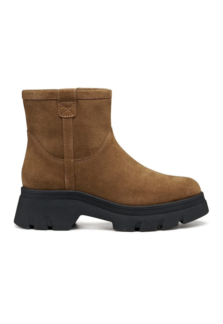 Oferte la Ghete de piele intoarsa cu fermoar - Caramel