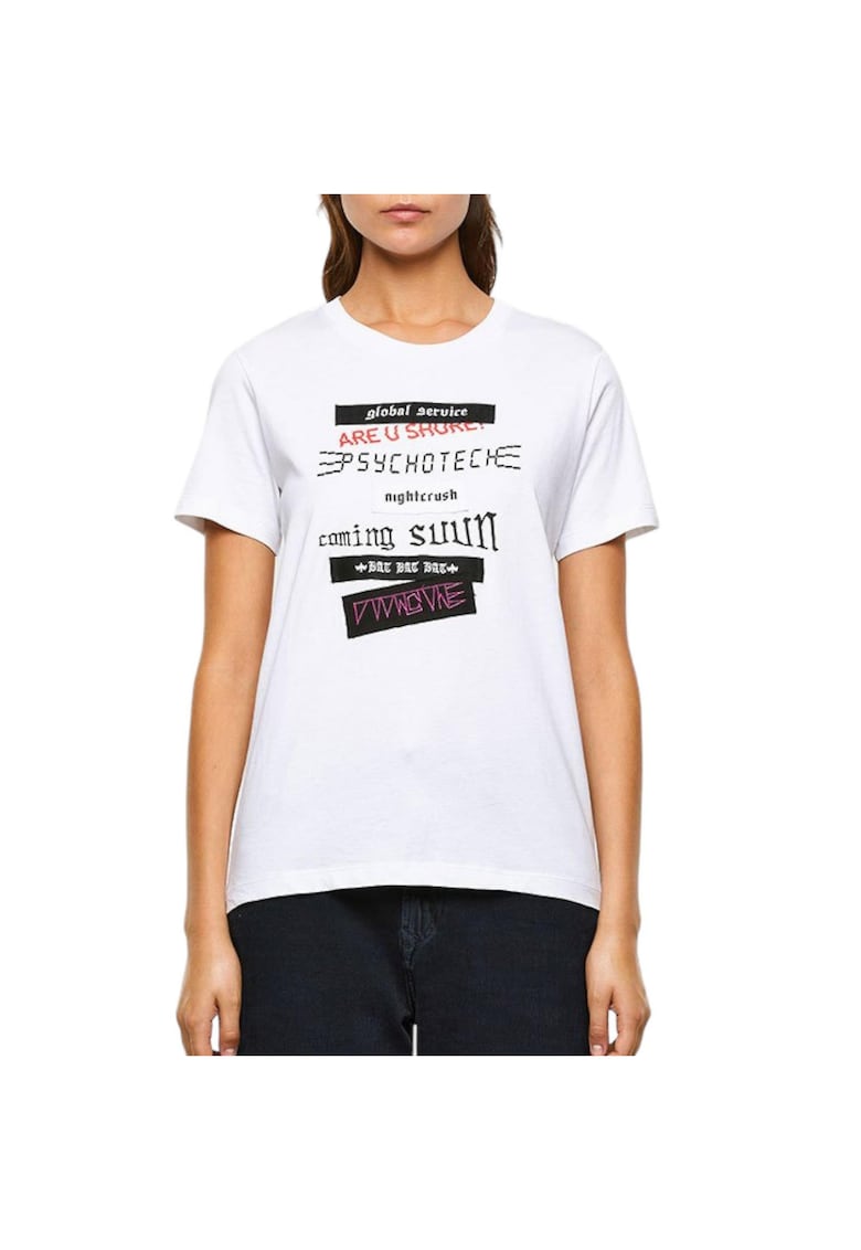 Oferte la Tricou dama  cu imprimeu - bumbac - alb