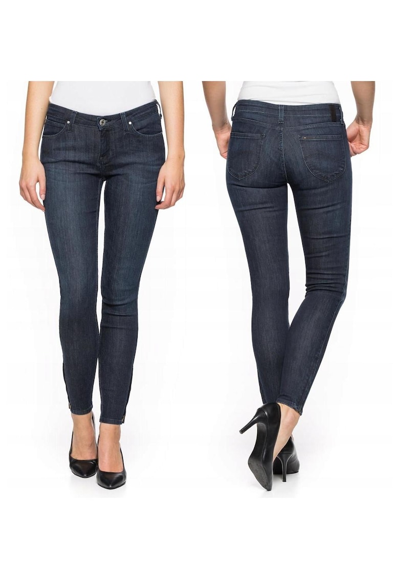 Oferte la Blugi Dama -  Scarlett - W27-L33 - Bumbac - Fermoar - Lungi - Talie Medie - 5 Bunzuare - High-Quality - Albastru Inchis