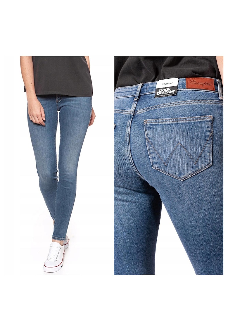 Oferte la Blugi Dama -  Skinny W24-L32 - Bumbac - Zipper - Lung - 5 Buzunare 2 Mari 2 Medii Externe1 Mic Intern - Talie Joasa - Albastru