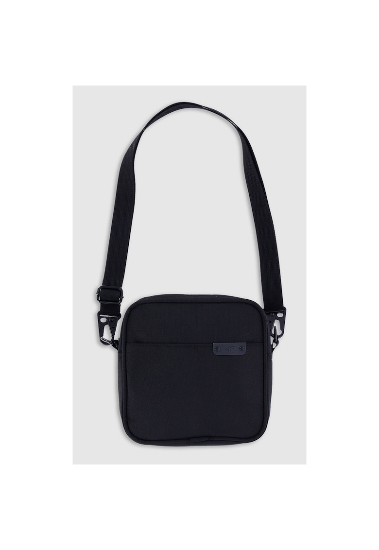 Oferte la Borseta de Umar Unisex  Negru Intens - Poliester - Sportstyle - SS25 - Cross-body - Compartiment Fermoar - Curea Reglabila - Detalii Reflectorizante