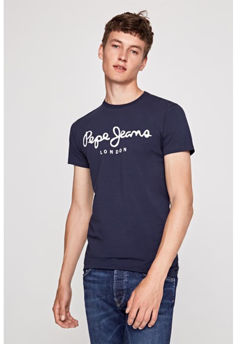 Oferte la Tricou slim fit cu imprimeu logo supradimensionat Original - Alb/Bleumarin
