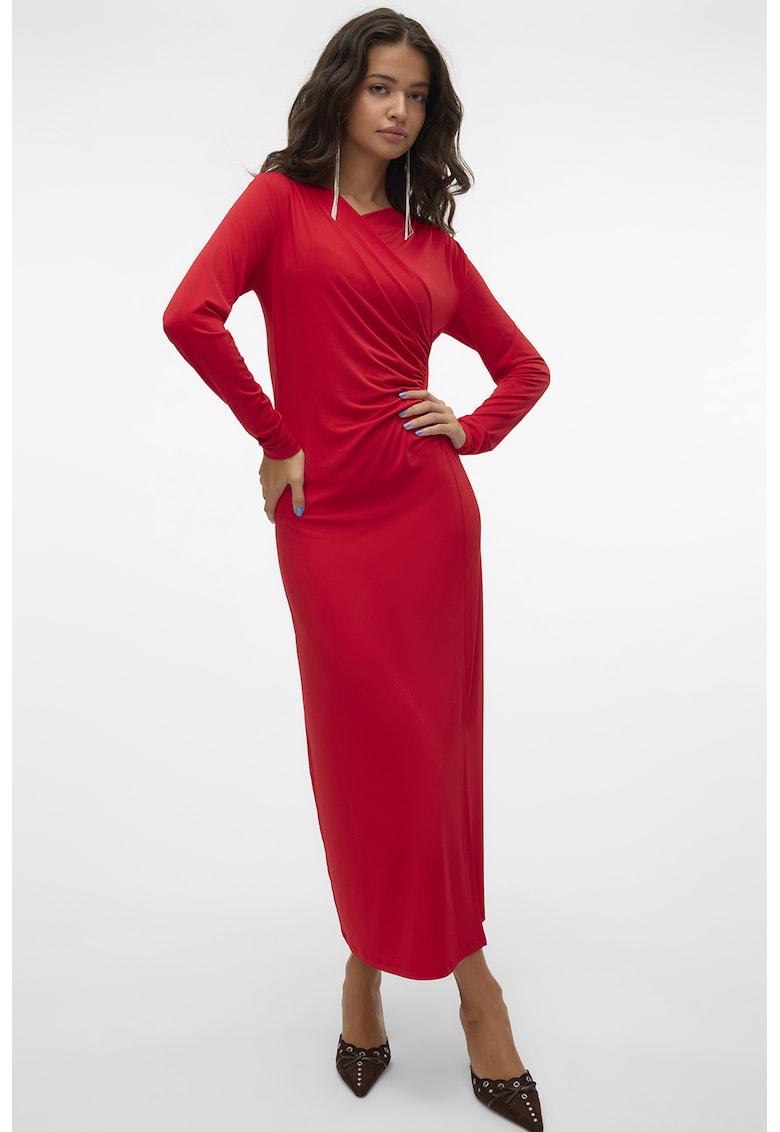 Oferte la Rochie maxi cu croiala cambrata - Rosu