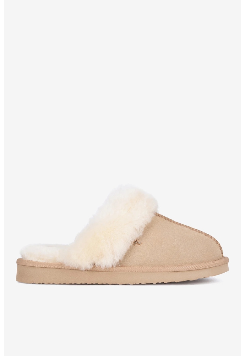Papuci dama  5905588923855 - Piele intoarsa - Bej - Bej