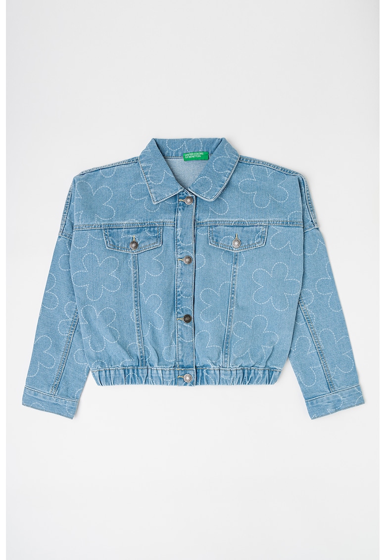 Jacheta crop de denim - Albastru deschis