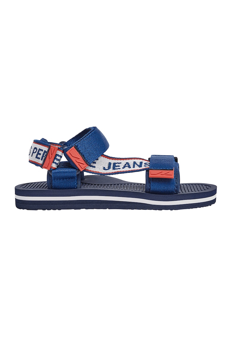 Sandale textile cu velcro - Albastru petrol