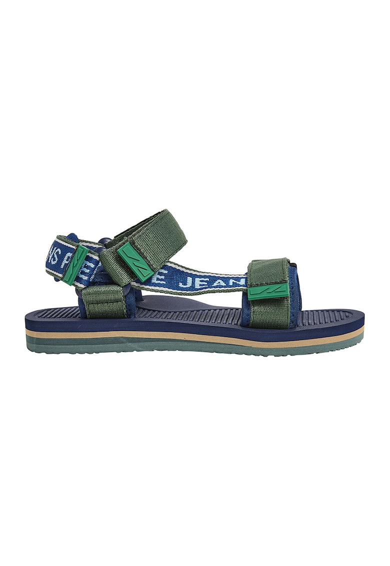 Sandale textile cu velcro - Kaki/Bleumarin