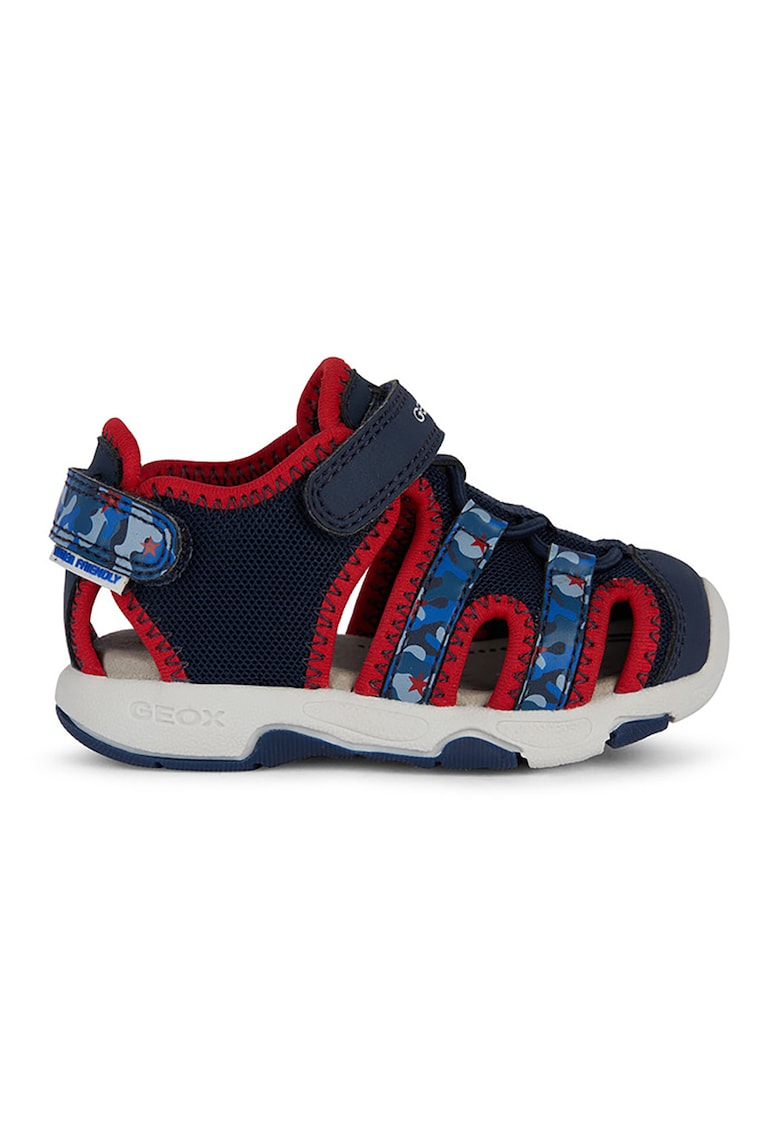 Sandale fisherman cu velcro - Rosu/Bleumarin