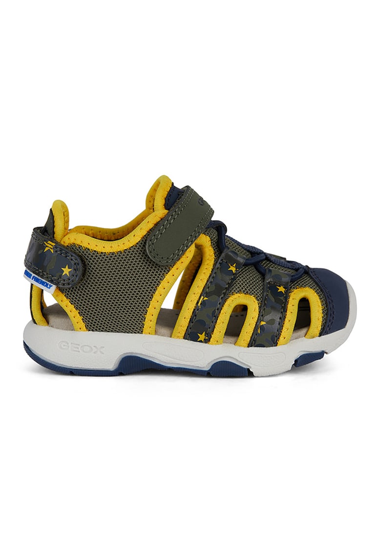 Sandale fisherman cu velcro - Galben/Kaki