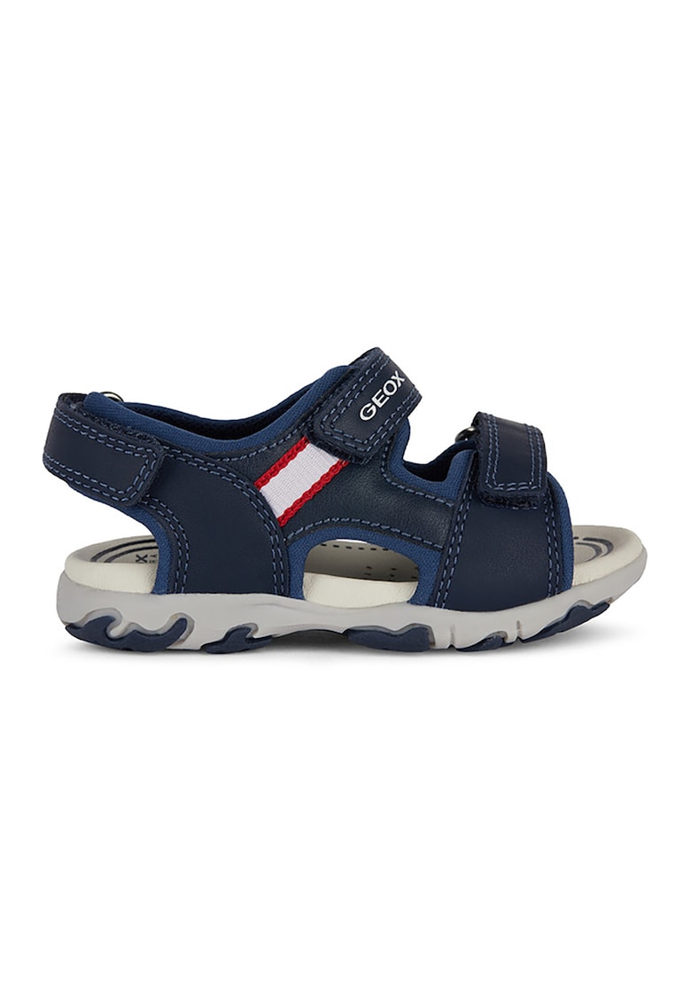 Sandale cu inchidere velcro si detalii din piele - Bleumarin