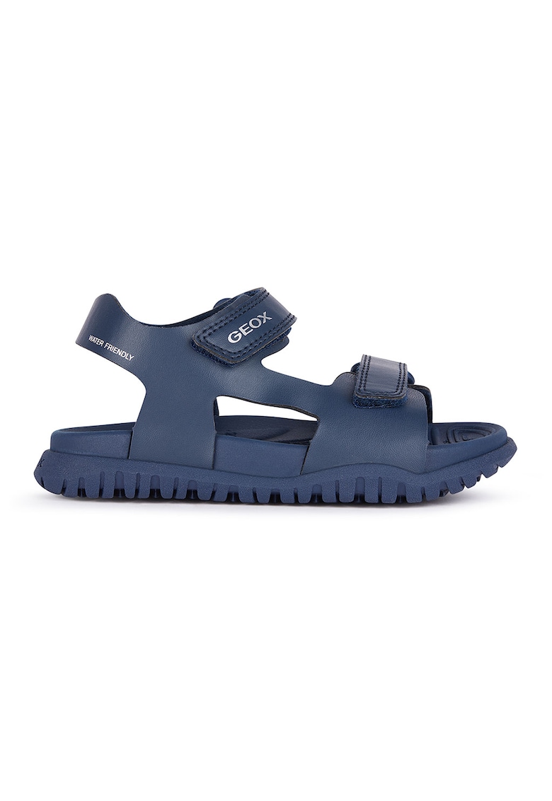 Sandale cu velcro si logo discret - Bleumarin