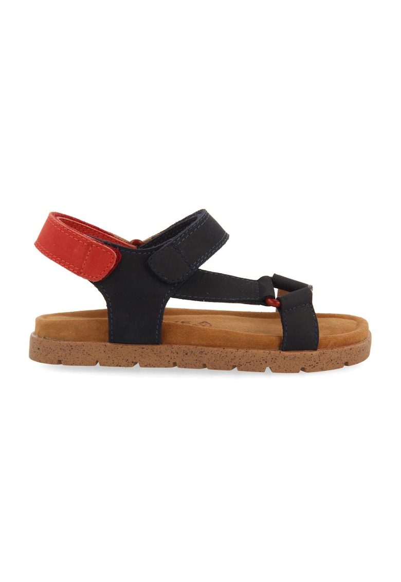 Sandale de piele cu velcro Depoe - Rosu/Bleumarin