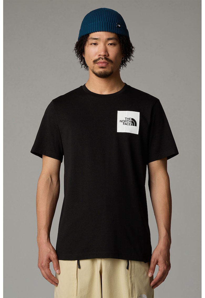 Oferte la Tricou cu decolteu la baza gatului si logo pe piept - Negru