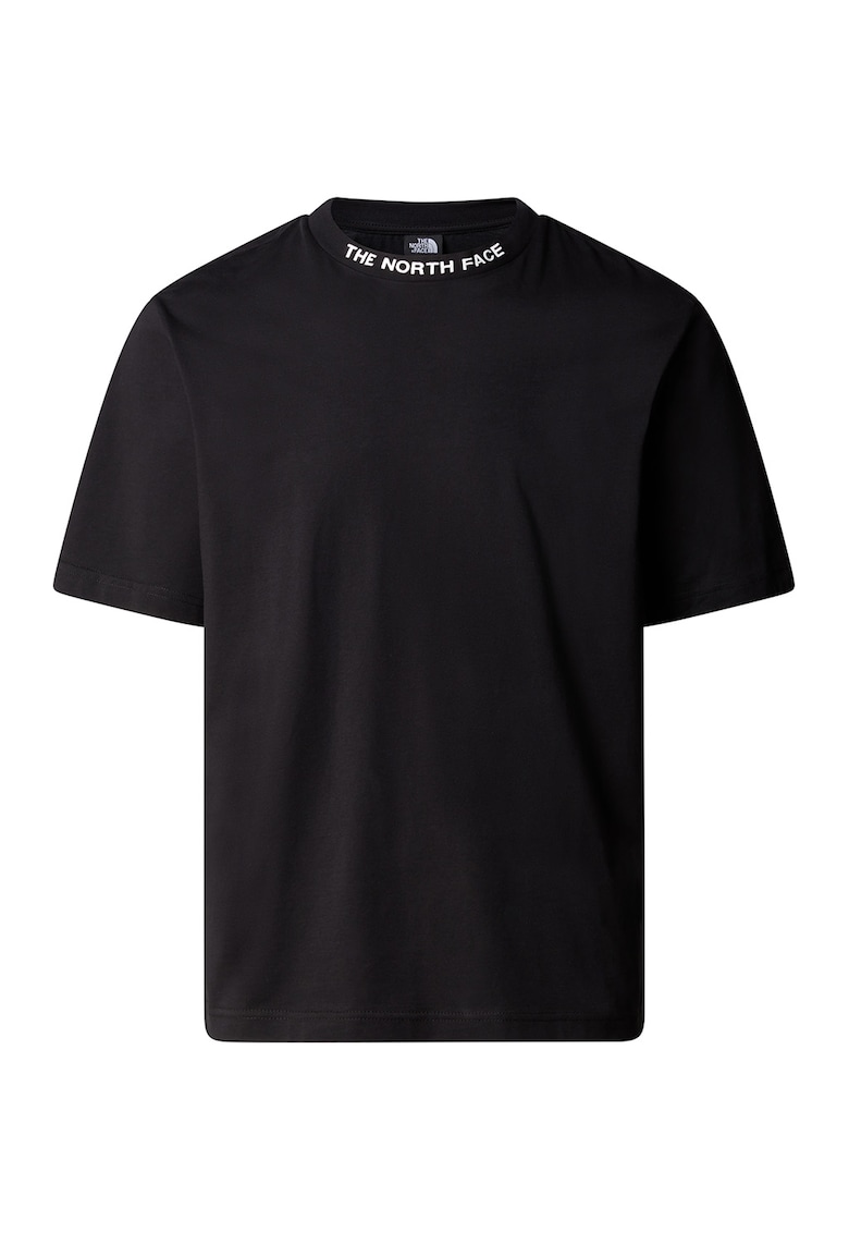 Oferte la Tricou de bumbac cu decolteu la baza gatului - Alb/Negru
