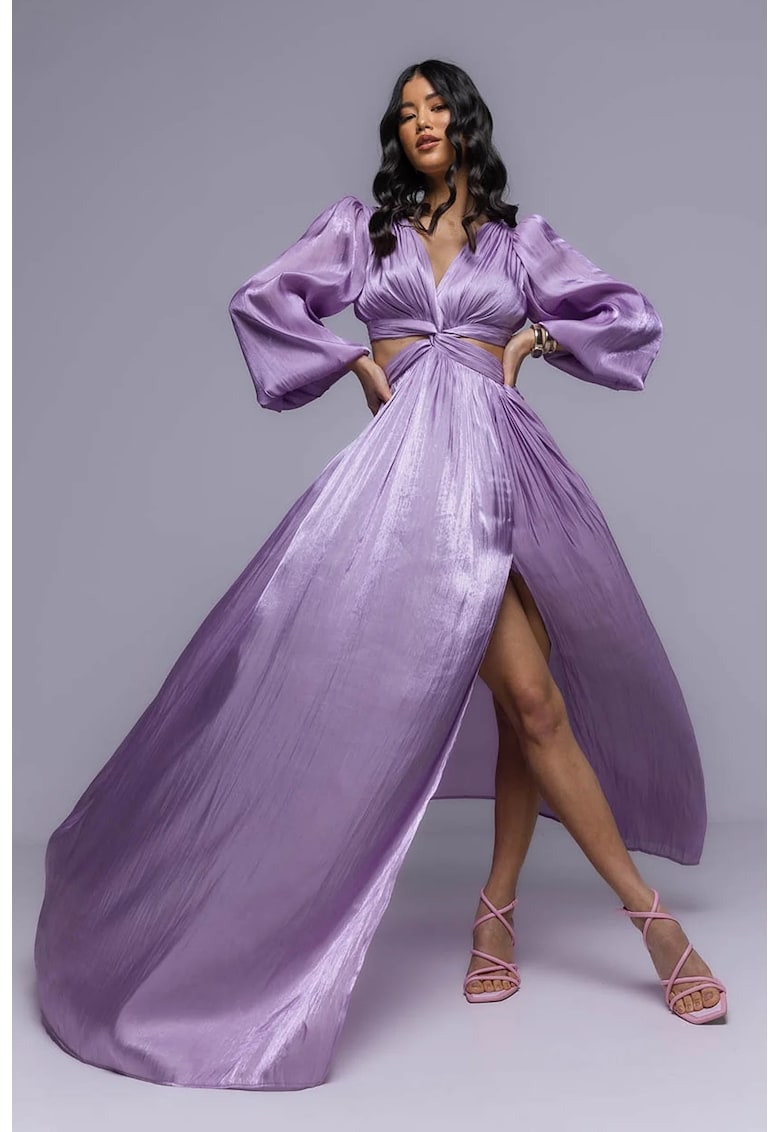 Oferte la Rochie maxi cu decupaje si maneci ample - Mov