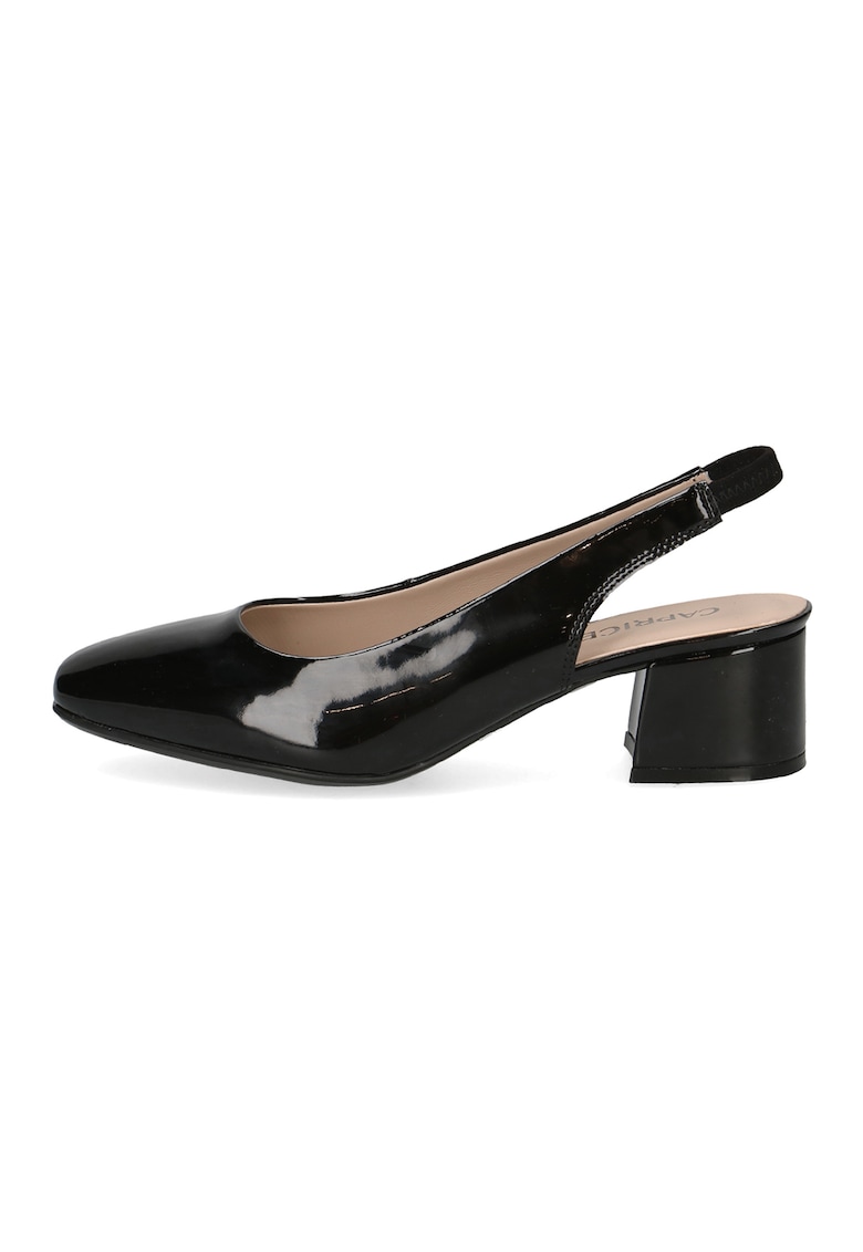 Oferte la Pantofi slingback din piele cu toc masiv - Negru