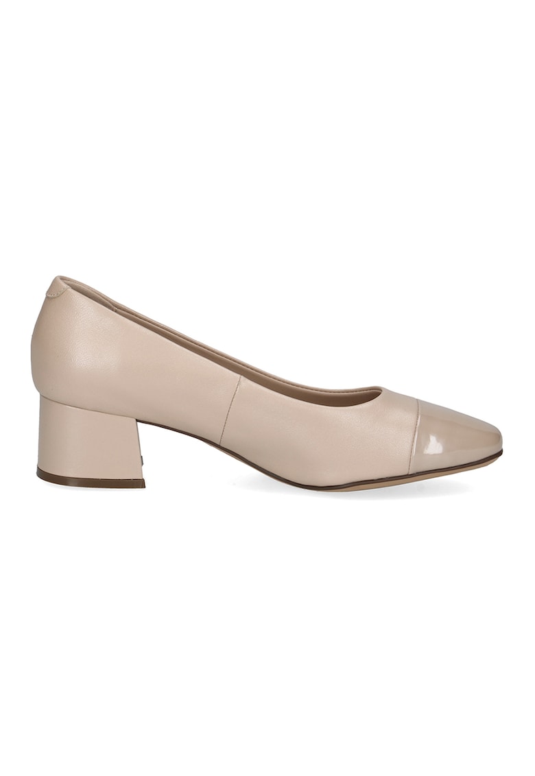 Oferte la Pantofi de piele si piele ecologica cu toc masiv - Bej